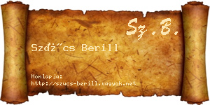 Szűcs Berill névjegykártya