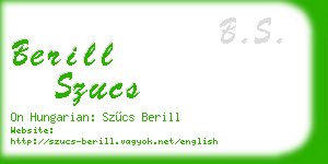 berill szucs business card